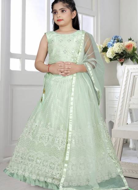 Green Colour Aaradhna 25 New Designer Wedding Wear Heavy Net Kids Lehenga Collection 209